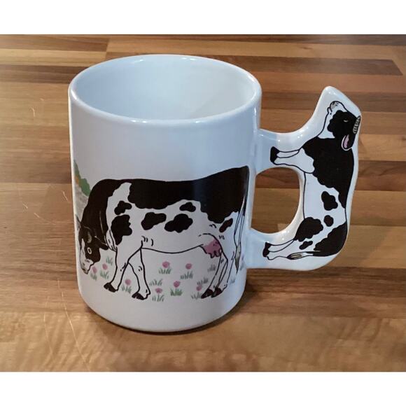 Vintage Cow Lovers Ceramic Mug Coffee Cup Black and White - Picture 1 of 7